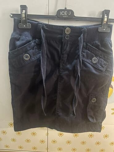 krep qadın ətəkləri: Tünd göy rəngdə, qısa kəsimli, iki düyməli və ön hissəsində bağlama — 1