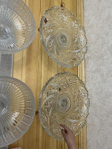 nabor desti: Şüşə qab dəsti - Material: qalın sadə şüşə - 6 ədəd 2 tort qabı 2 — 2