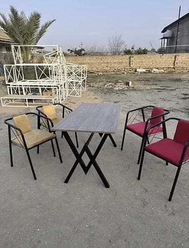 Masalar: Balkon üçün, Açılmayan, Dördbucaq masa, 4 stul — 2