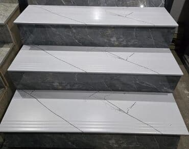 Mermer pilləkən üzlükləri – müasir dizayn - Material: mərmər