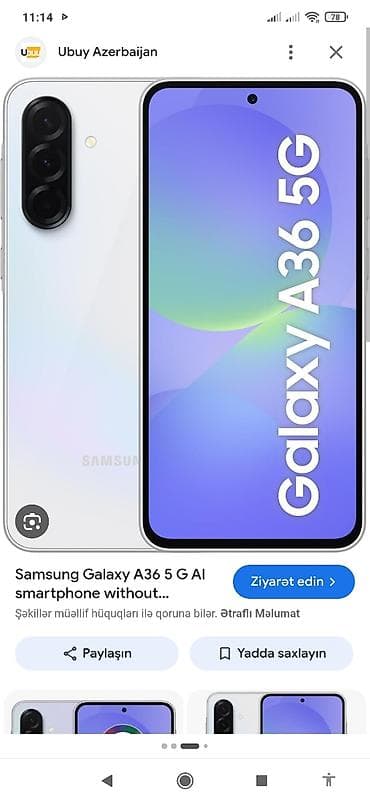 samsung a95 qiymeti: Samsung Galaxy A36, 256 GB, rəng - Ağ — 2
