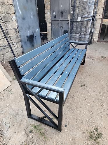 Садовая, уличная мебель: Metall karkaslı bağ skamyası - Material: qalın divarlı metal profil — 4