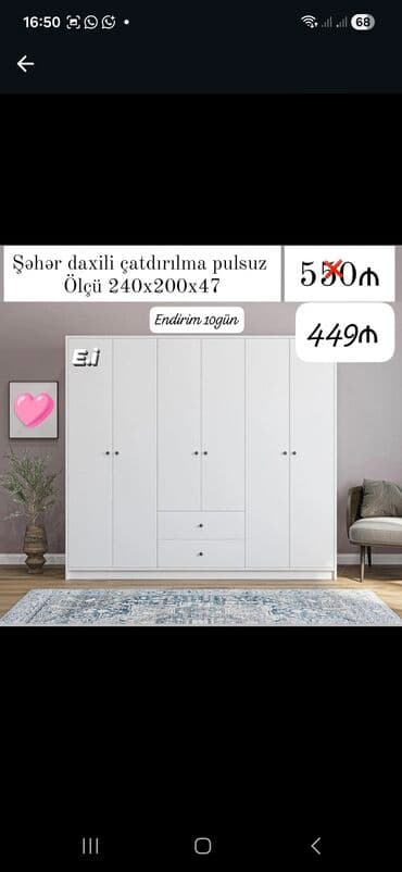 qapil: Açılan, 5 qapı Düz dolab, Qarderob, paltar dolabı — 1