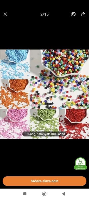 İstədiyiniz bütün rəngdə qum muncuqlar mövcutdur. Paçkası sadəcə 65 lalafo.az -da İstədiyiniz bütün rəngdə qum muncuqlar mövcutdur. Paçkası sadəcə 65