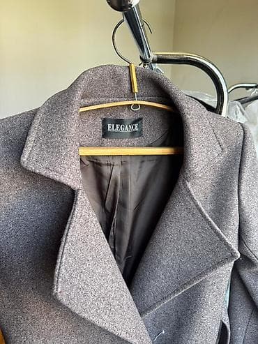 Paltolar: ELEGAΝCE qadın palto - Rəng: bozumtul-çəhrayı/boz (melanj effektli) - — 2