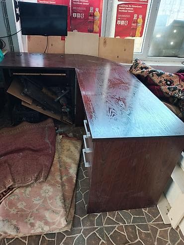 ofis desti: Ofis üçün L formalı iş masası - Material: Laminat/taxta üzlü dekor — 2