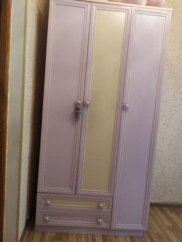 купить бу шкаф для одежды: Qız üçün, İşlənmiş, 3 qapılı, Düz dolab — 1