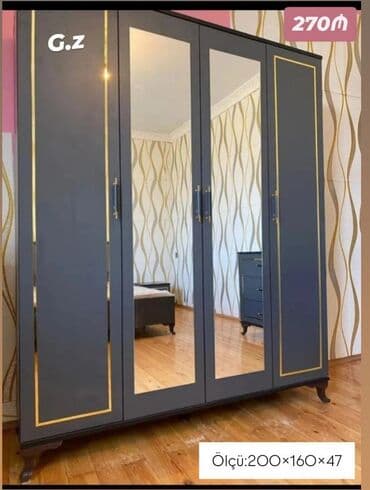 plastik şkafların qiyməti: Açılan, 4 qapılı Düz dolab, Qarderob, paltar dolabı — 1