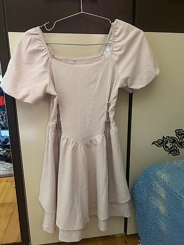 paltar don: Açıq çəhrayı qadın paltarı - Stil: romantik/korset üslublu mini/midi — 1