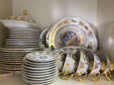 чайный сервиз барановка ссср: Обеденный набор, цвет - Золотой, Фарфор — 4