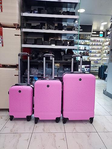 3-lü Səyahət Çamadan Dəsti – çəhrayı - Korpus: yüngül və möhkəm sərt