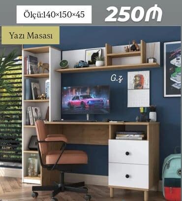 Yazı masası – funksional iş və təhsil guşəsi Ölçü: 140 × 150 × 45 sm