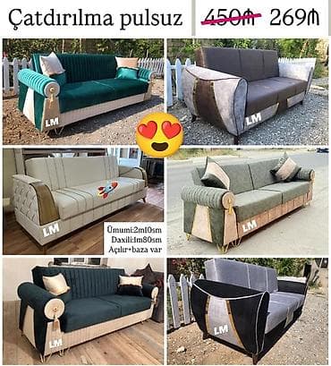 Di̇van-kravat, Açılan, Bazalı, Vеlur parça, Pulsuz çatdırılma