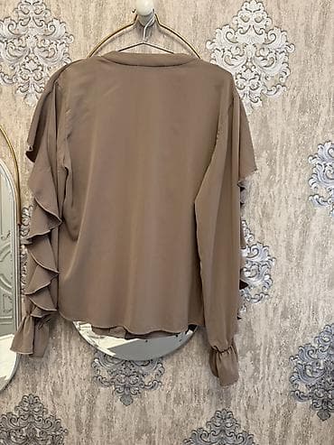 salvar: Qadın bluzası – qəhvəyi/taffeta tonlarında, yüngül axıcı parça — 2
