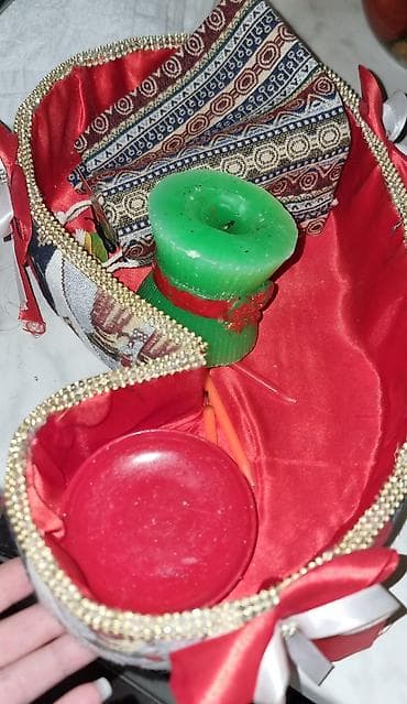 usaqlar ucun yeni il hediyyeleri: Dekorativ Novruz hədiyyə səbəti – milli naxışlı - Parça: Azərbaycan — 2