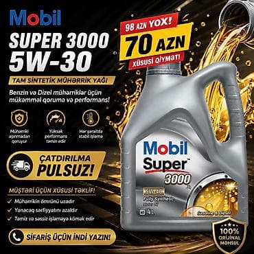 Tam sintetik mühərrik yağları – 5W-30 viskozite 1) Mobil Super 3000 lalafo.az -da Tam sintetik mühərrik yağları – 5W-30 viskozite 1) Mobil Super 3000