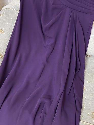 Bənövşəyi rəngdə uzun ziyafət donu - Model: asimmetrik kəsimli — 4