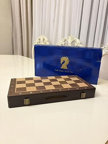 İdman alətləri: Gold Knight Chess Set – Taxta şahmat dəsti Magnit+taxta - — 1