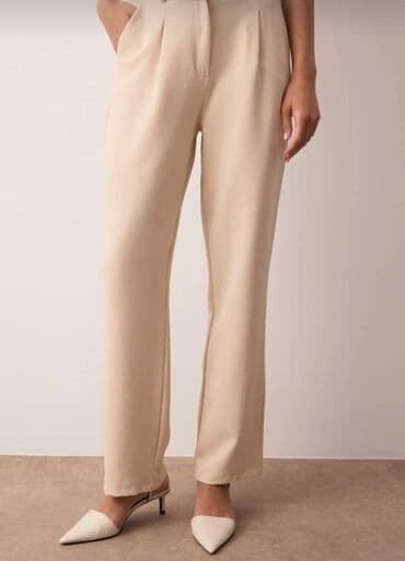 bambuk lifli qadın trusikləri: Qadın şalvarlari– klassik düz kəsim - Model: yüksək belli, düz paça — 3