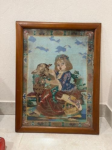 Çərçivəli əl işi gobelen tablo - Texnika: kanavada əl ilə işlənmiş