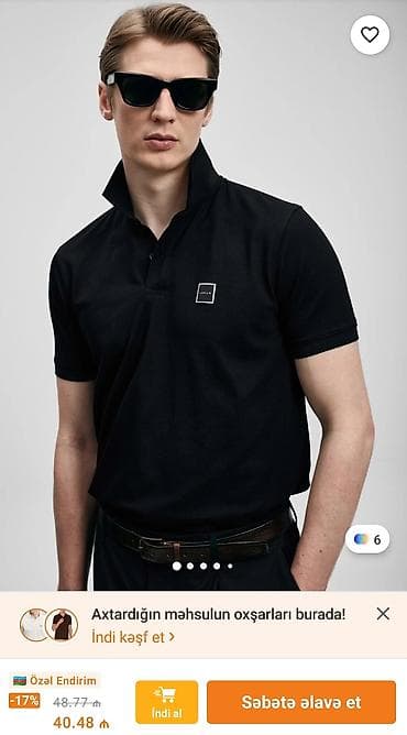 Lufian polo köynəyi – qara rəng - Minimalist dizayn, sinə hissəsində — 1