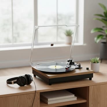 qedim xalca alan: Yeni Val oxudan patefon vinil pleyer retro görünüşü və müasir — 2