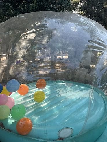 elekt: Şişmə şəffaf “bubble” oyun evi - Dairəvi, şəffaf PVC kubba və sərt — 2