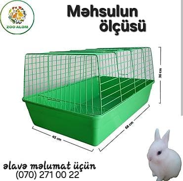 ev kirpisi: Dovşan qəfəsi - Ölcü: 68 × 45 × 36 sm - Material: möhkəm metal — 2