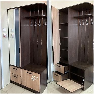 kombi ucun dolab: Dehliz üçün asılqanlı dolablar – güzgülü, oturacaqlı və çoxfunksiyalı — 7