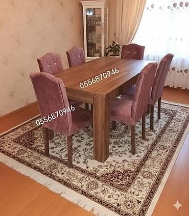 Qonaq otağı üçün, Yeni, Açılmayan, Kvadrat masa, 6 stul