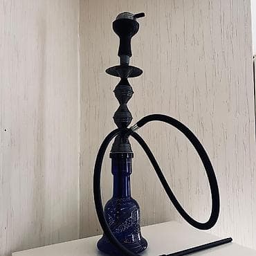 Şişə nərgilə seti - Material: Şüşə gövdə (tünd mavi rəngli, naxışlı)