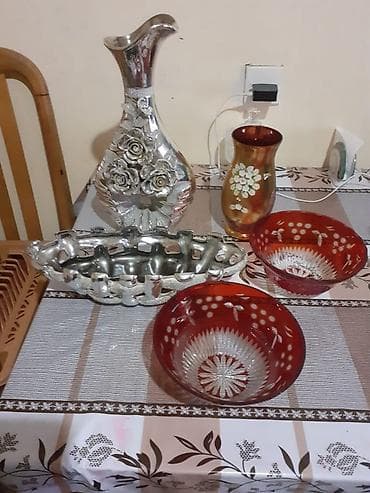 dekor masa: Dekorativ süfrə dəsti - Gümüşü rəngdə iri dekorativ vaza – ön hissədə — 2