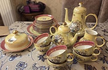 xonca altligi: Çay dəsti, rəng - Sarı, Farfor, 6 nəfərlik, Almaniya — 4