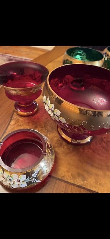 sekiller cekmek: Bohemiyadan ilhamlanan dekorativ şüşə qab dəsti - Rənglər: kobalt — 3