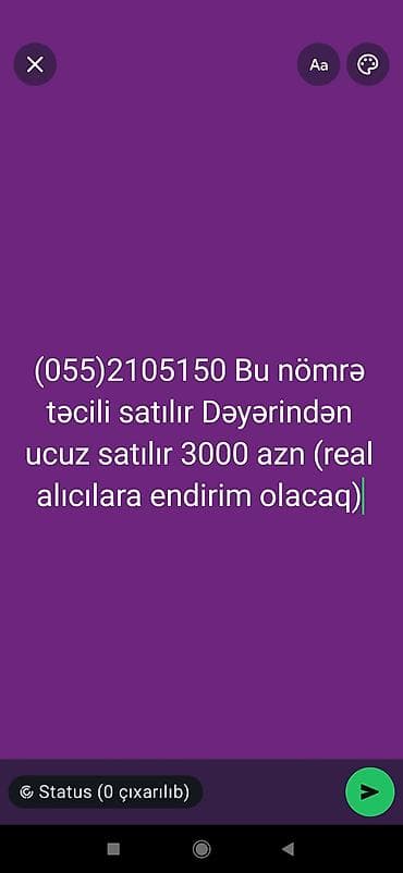 Nömrə: ( 055 ) ( 2105150 ) lalafo.az -da Nömrə: ( 055 ) ( 2105150 )
