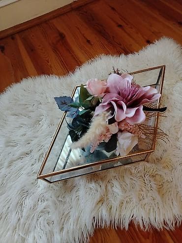 3d pen: Gəlin xonçası və bəzək dəsti - Aynalı kvadrat xonça: Qızılı haşiyəli — 6