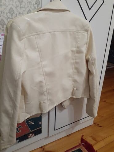 deri pencekler: Ağ rəngdə qadın dəri görünümlü gödəkçə - Rəng: südlü-ağ/ekru - — 4