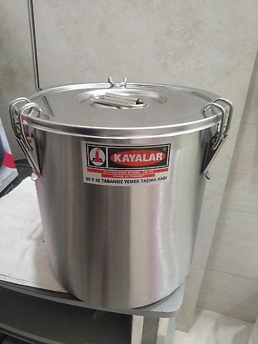 Paslanmaz polad yemək daşıma qabı (30x32 sm) — Türkiyə istehsalı — 1