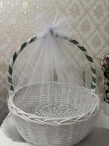 Хонча: Ağ rəngli səbət – dekorativ və təqdimat üçün - Material: toxunma — 1