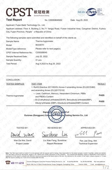qida termometr: Termometr. - Model: BALDR BO-335TH yüksək dəqiqli temperatur və — 6