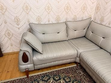 Künc divan – müasir dizayn, açıq boz rəng - Forması: L-şəkilli künc — 3