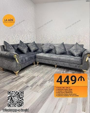 Künc divan dəsti – La Mini - Ölçülər: 280 × 200 sm - Mexanizm