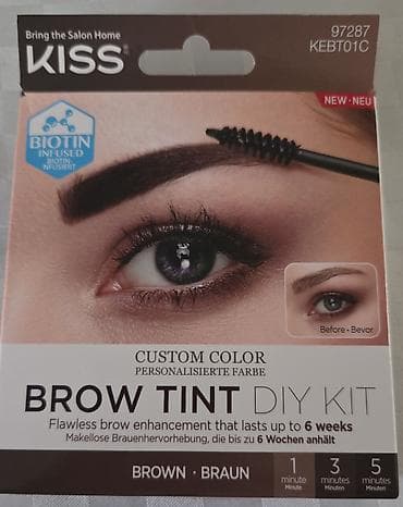Личные вещи: 💟 KISS Custom Color Brow Tint DIY Kit (Brown) qaş boyası 🕰️ Effekti — 2