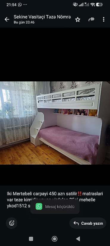 usag maneji: Iki Mertebeli carpayi 450 azn satilir‼️matraslari var teze kimidir — 1