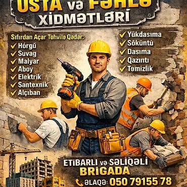 Usta və fəhlə xidmətləri – “Sıfırdan Açar Təhvilə” layihələr üçün tam