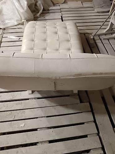 mebel materialı: Ağ rəngli lounge/şezlong kreslo - Material: temiz dəri üzlük — 1
