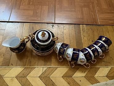Çay dəsti, rəng - Göy, Farfor — 2
