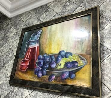 divar ucun dekorlar: A3 ölçüdədir - Mövzu: süfrə natürmortu – şüşə sürahi və stəkan içində — 2