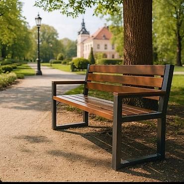 set mebel: Metall karkaslı küçə/park skamyası - Material: Toz boya ilə qorunan — 1