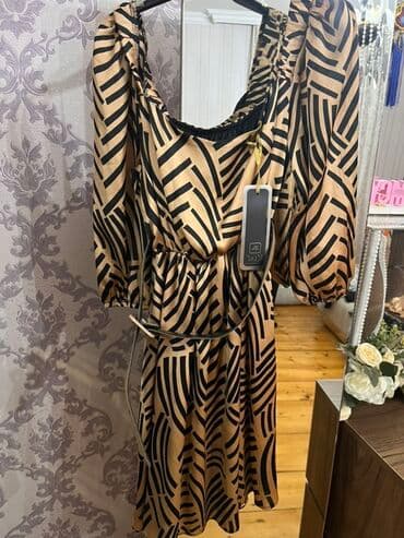 midi karandaş qadın ətəkləri: Zərif qadın geyimləri dəsti – 3 fərqli paltar 1) Qara‑bej qrafik — 1